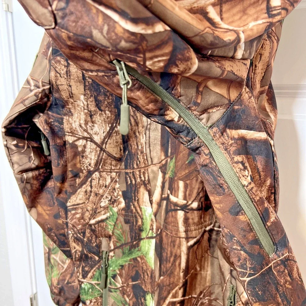 ESDY Shark Skin Soft Shell Tactical Jacket Camo Hooded Men's Large Ventilated